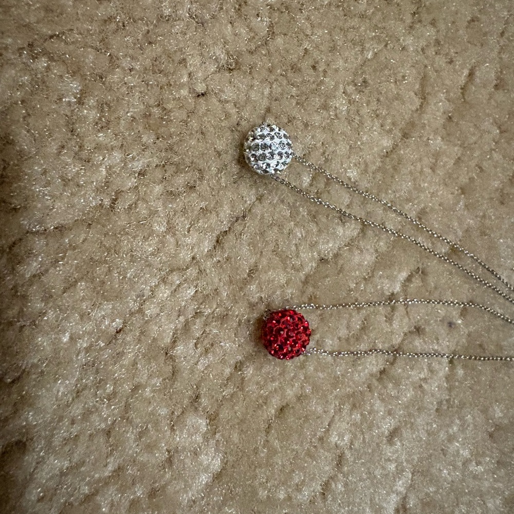 2 Touchstone Crystal Elegant white/red Pendant Necklace $10 each